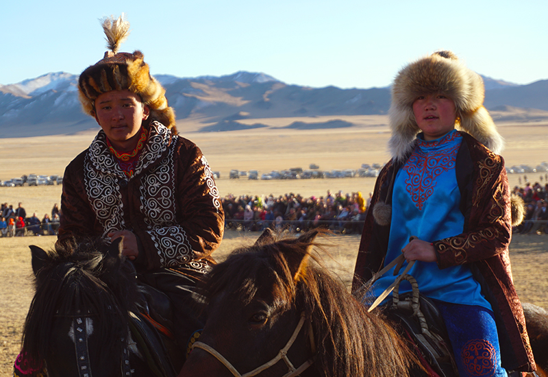 Young Eagle hunters in Mongolia